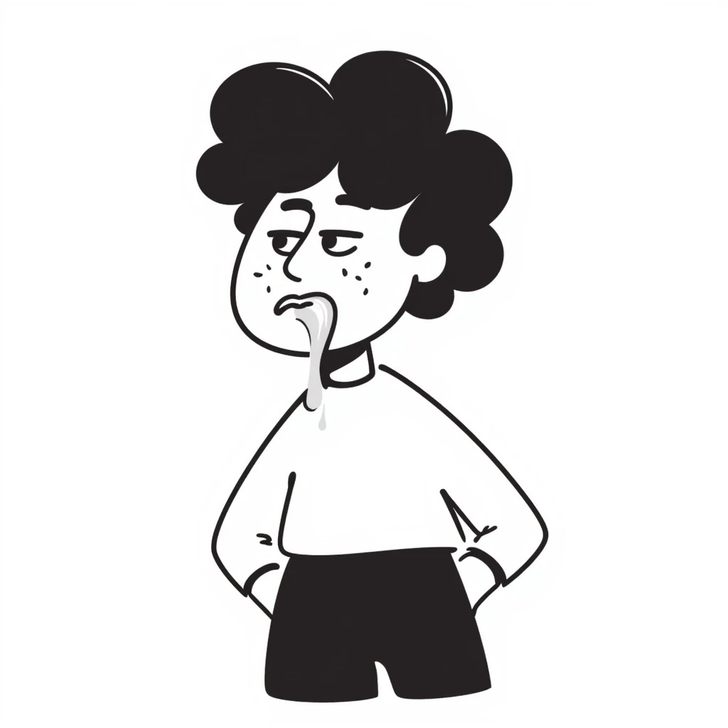a drooling dumb person, hand drawn doodle style emoji