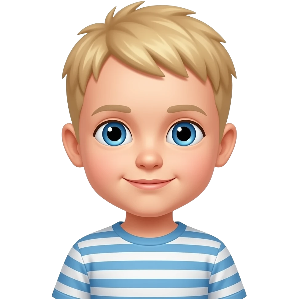 2 year old boy, short blonde hair, blue eyes emoji