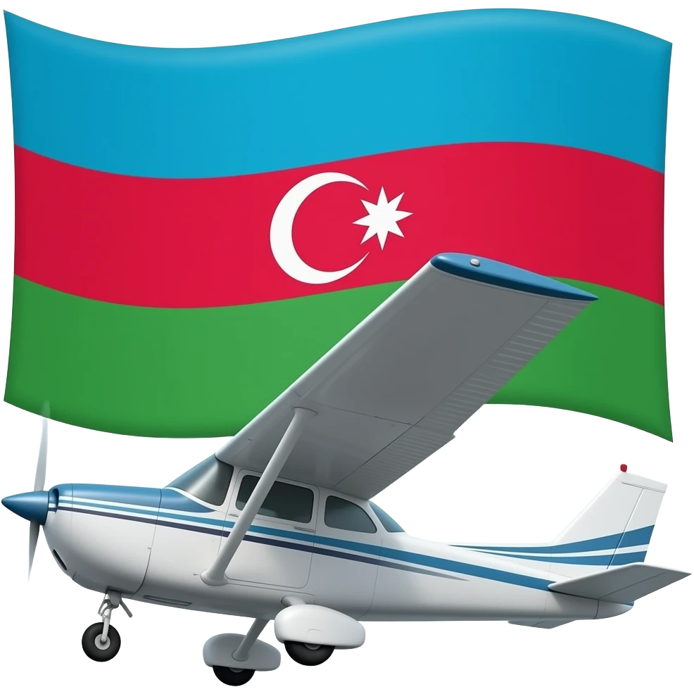 "A Cessna plane flying with the azerbaijan flag. Realistic emoji