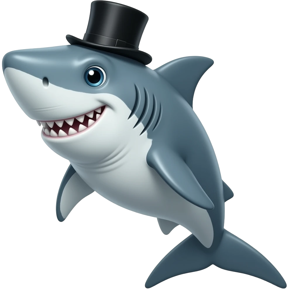 Shark with a top hat emoji