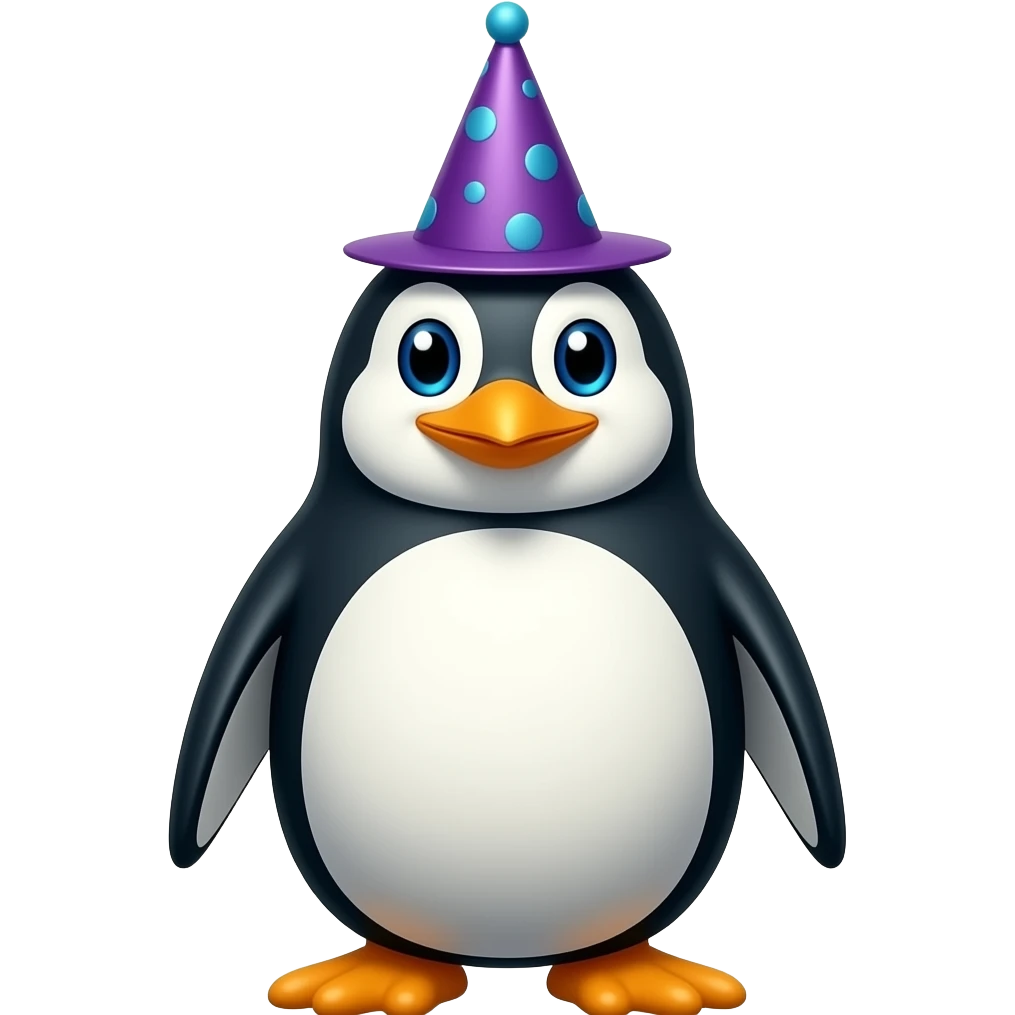 a penguin with half body close up wear a magic hat close up with half body emoji