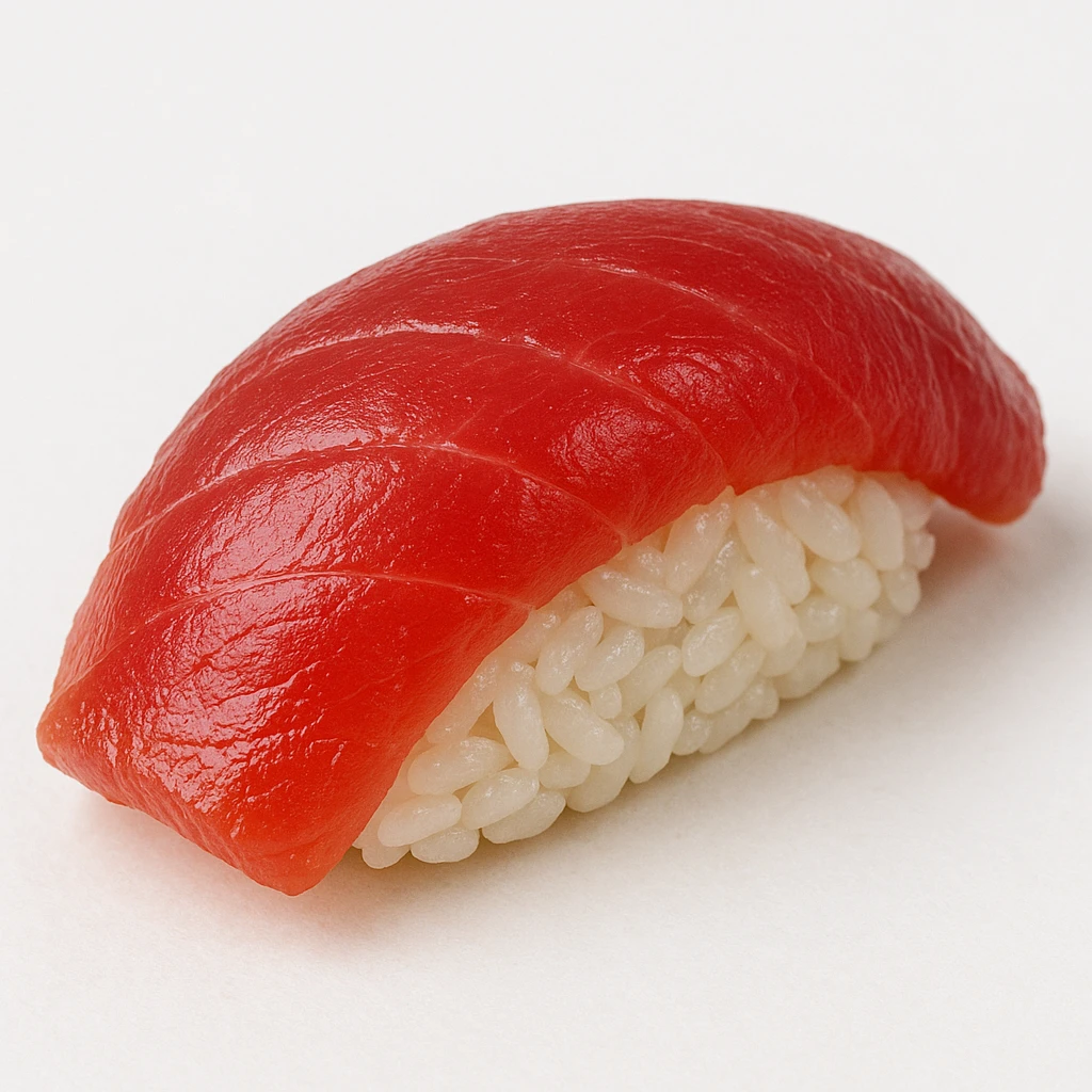 realistic tuna sushi with detailed rice and fish, isolated on white background emoji