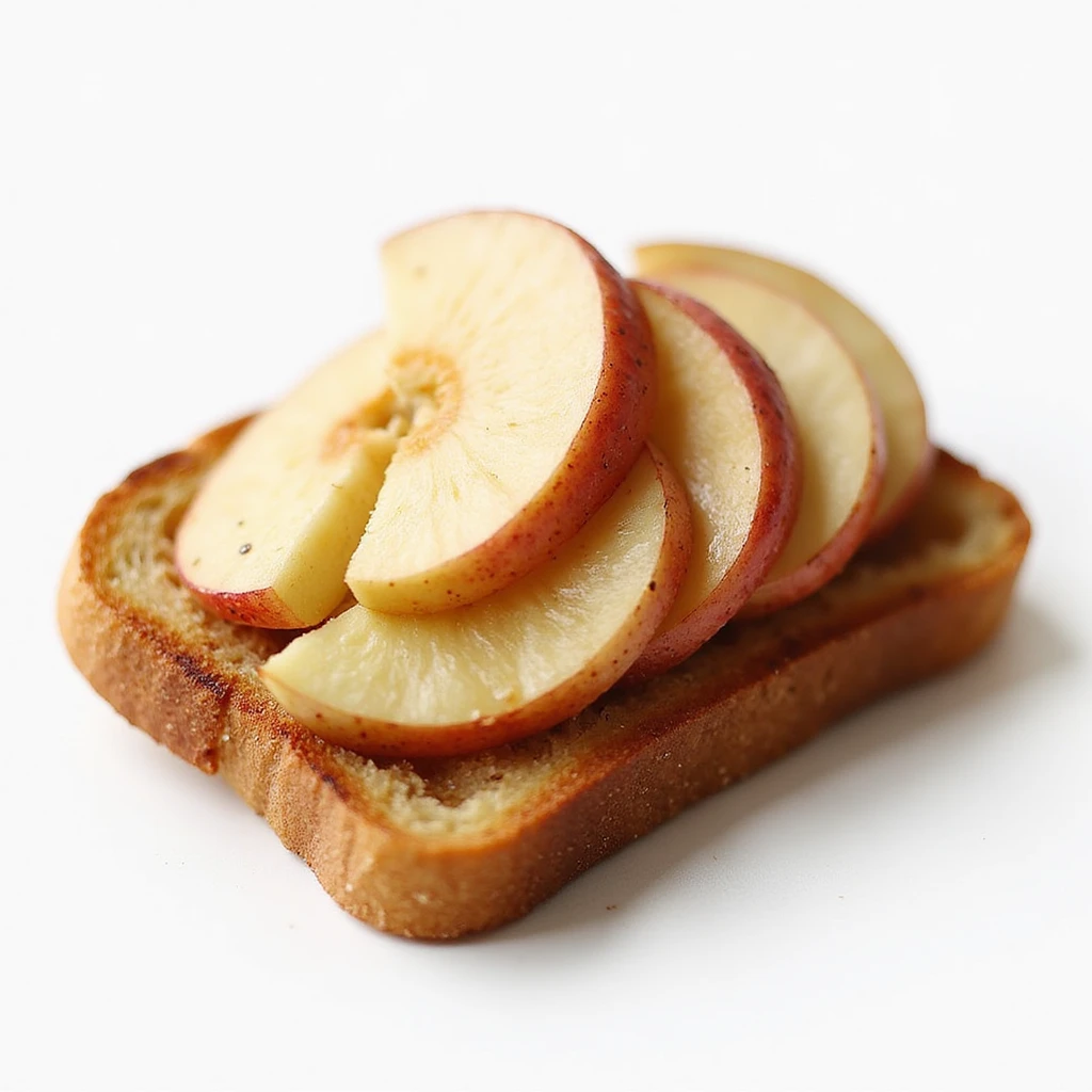 a slice of toast with apple slices on top, realistic style emoji