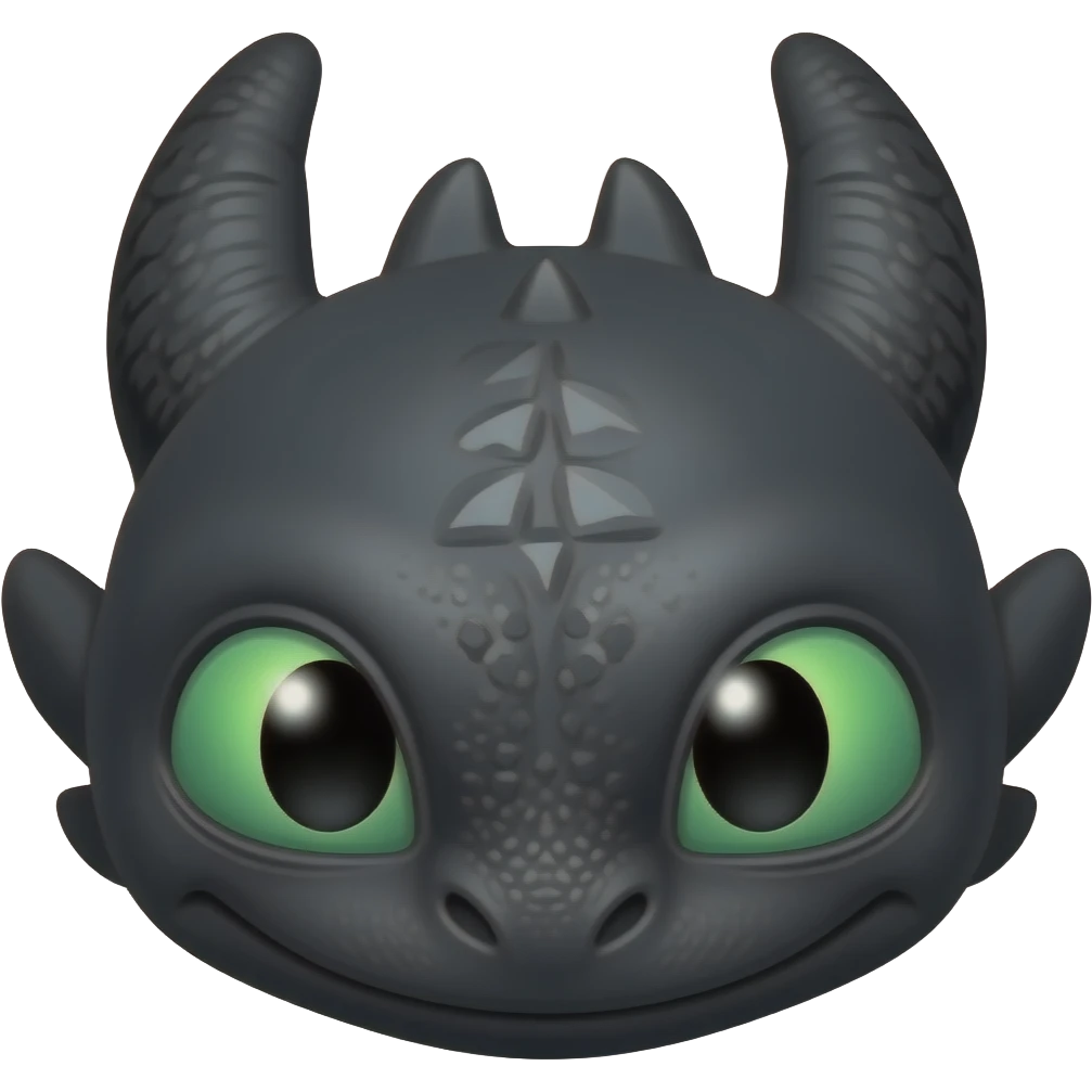 Green-eyed Toothless the dragon head emoji