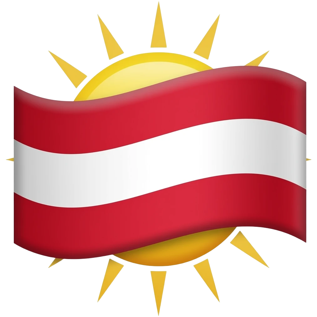 Красно белый флаг в два цвета две полоски а посе солнце эмодз emoji