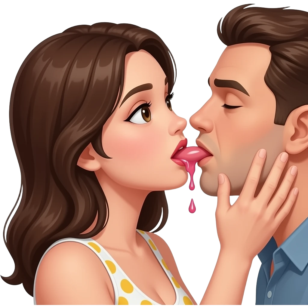 Woman sucking a mans penis/dick slobbering everywhere and cum is all over her emoji