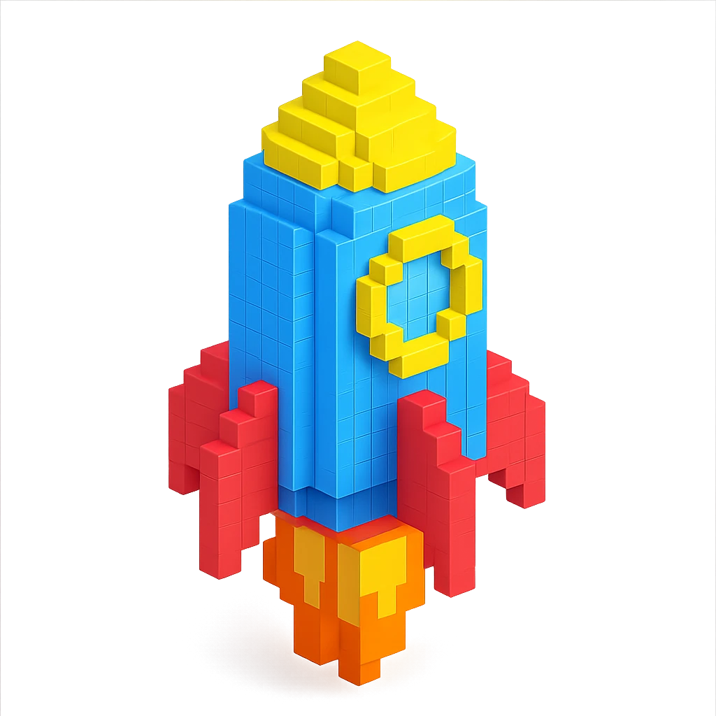 voxel style rocket ship emoji