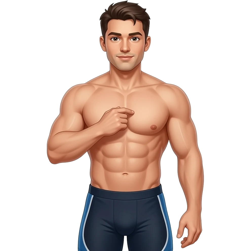 shirtless muscular man, playing with his nipples emoji