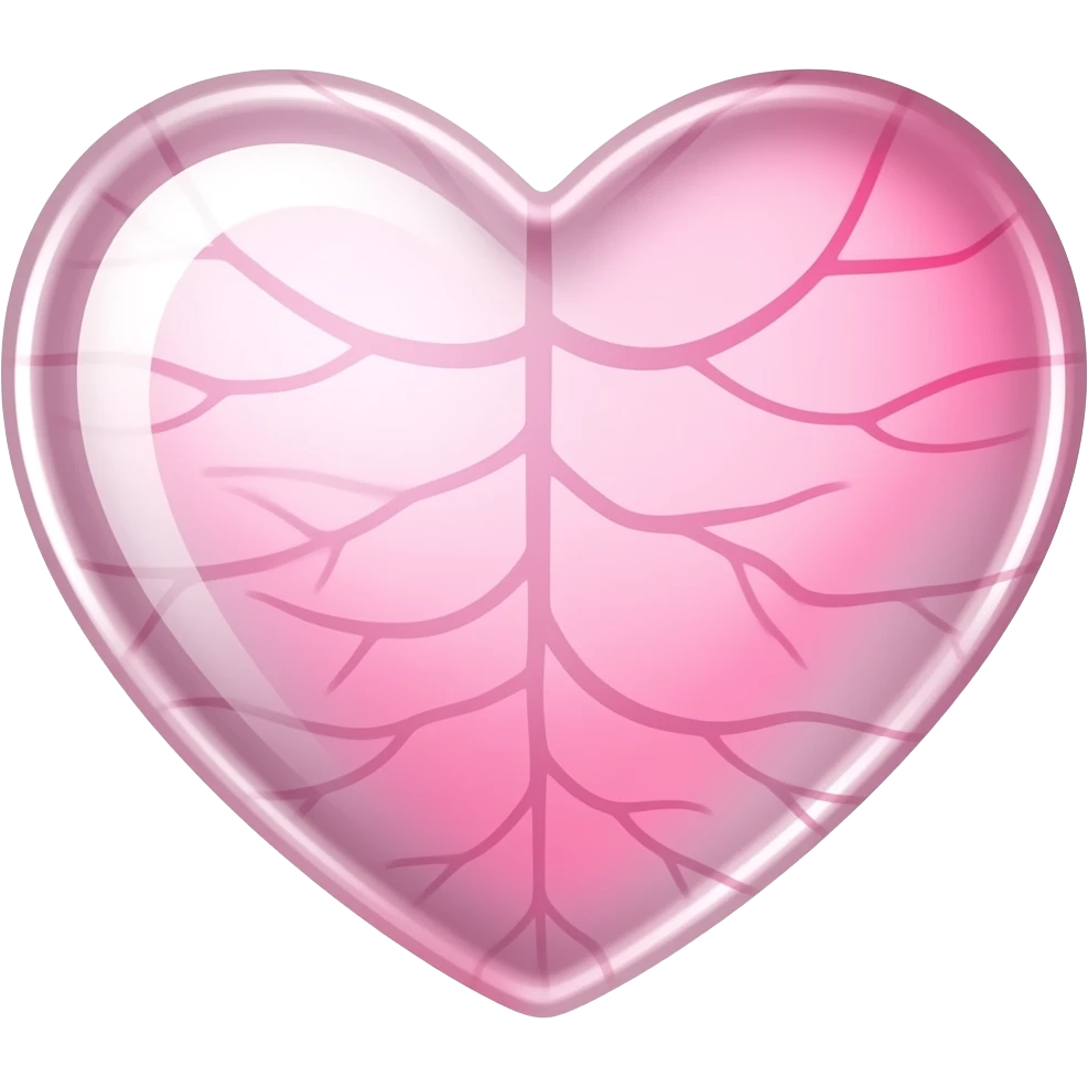a vein pink heart translucent with a little pink light in the middle make it look real emoji
