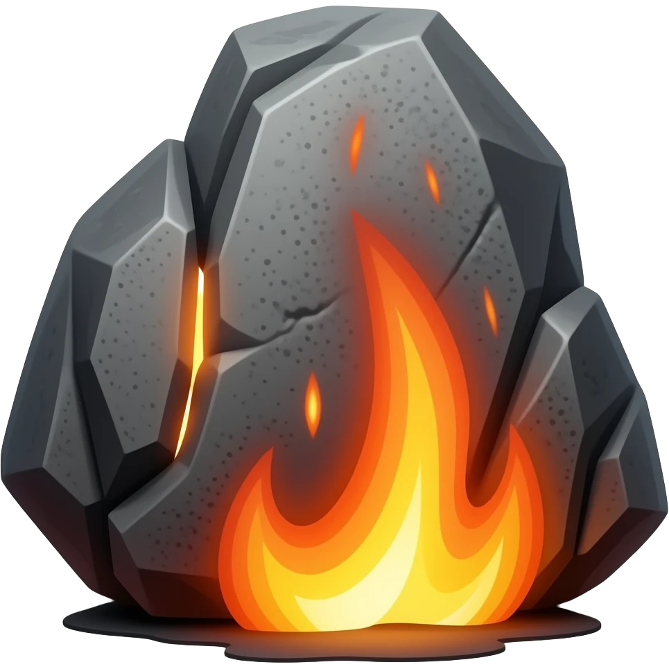 dying extinguished charcoal rock with dying embers emoji
