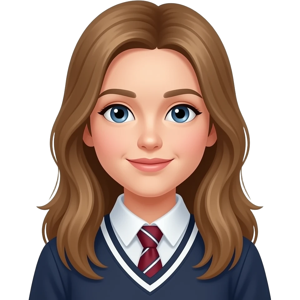A high school student with a pretty face, fair skin, and long hair. emoji