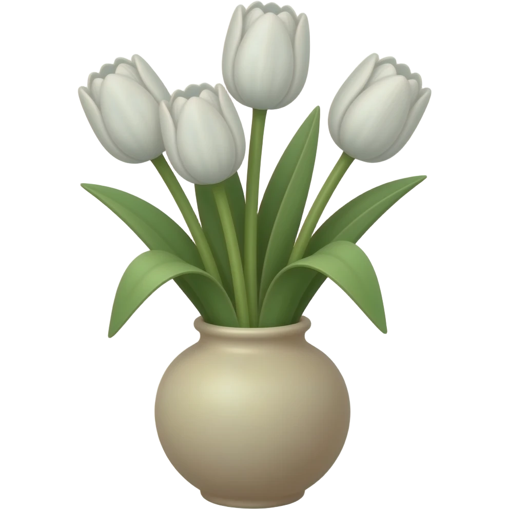 white tulips in a beige vase emoji