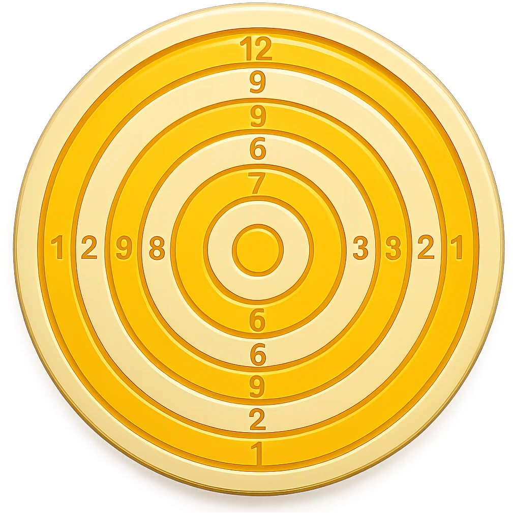 Edit the bullseye target emoji to have yellow and white colors, maintaining the same appearance, with no background. emoji