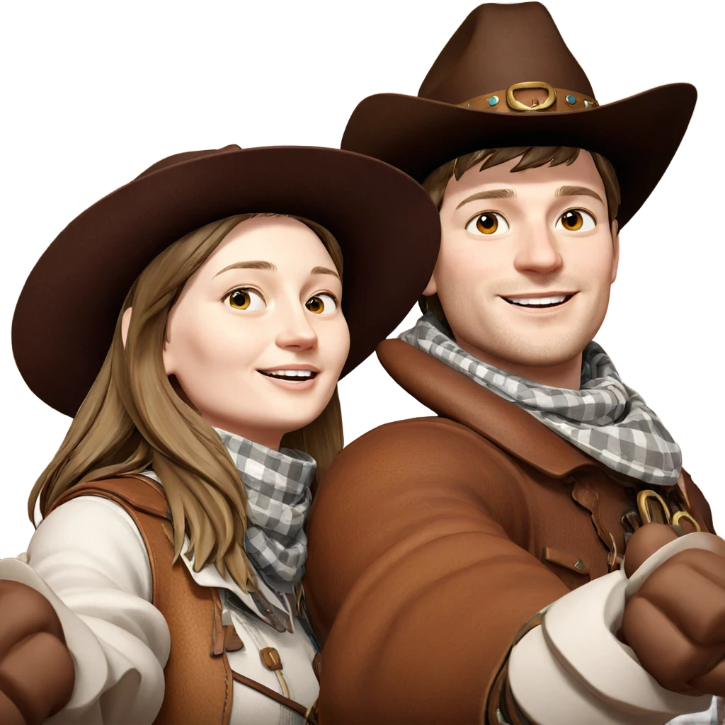 smiling cowboy couple portrait emoji