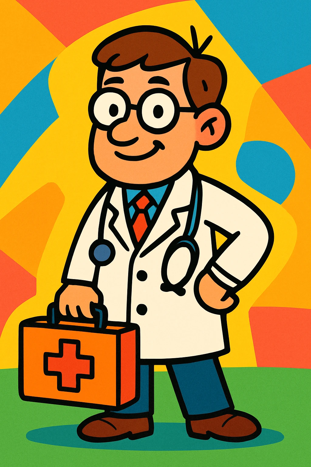 doctor with medical briefcase, cartoon style emoji