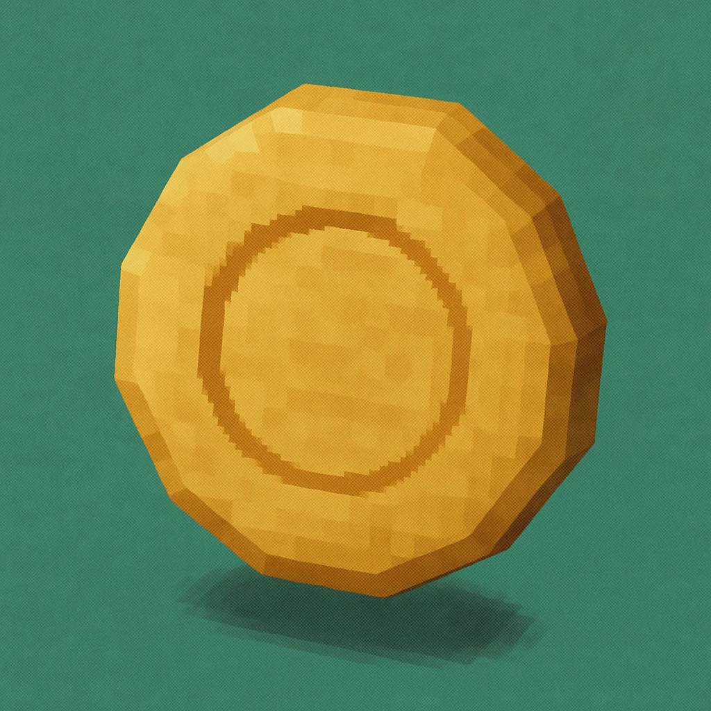 dalgona candy with circle shape, low poly 3D style, inspired by Squid Game emoji
