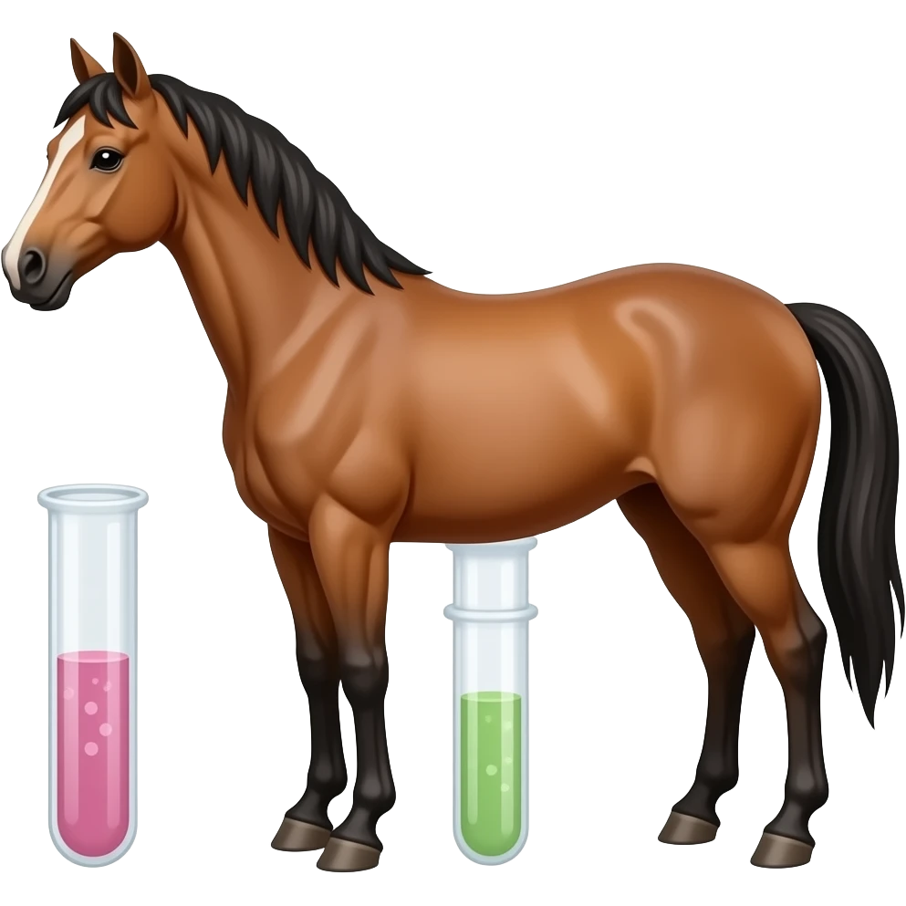 Test tube with legs on a horse emoji