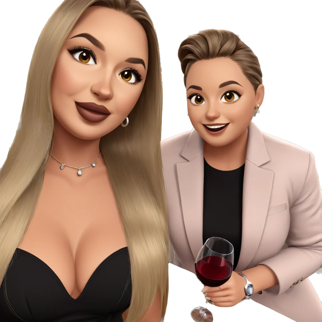 smiling girl with wine glass emoji