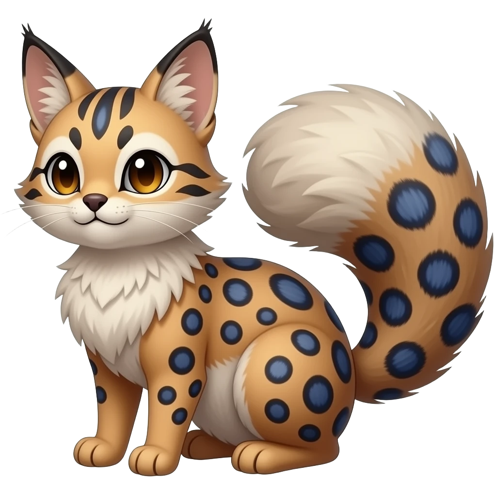 Blueberry-pattern-colors-themed puffy fluffy thick bushy brownish soft realistic romantic vintage antique divine beautiful elegant pretty precious cute young youthful Fakémon-Pokémon-feline-Zeraora-Jolteon-serval-caracal-chinchilla-Minccino-Cinccino-Meowstic-rodent-hybrid-creature (full body) emoji