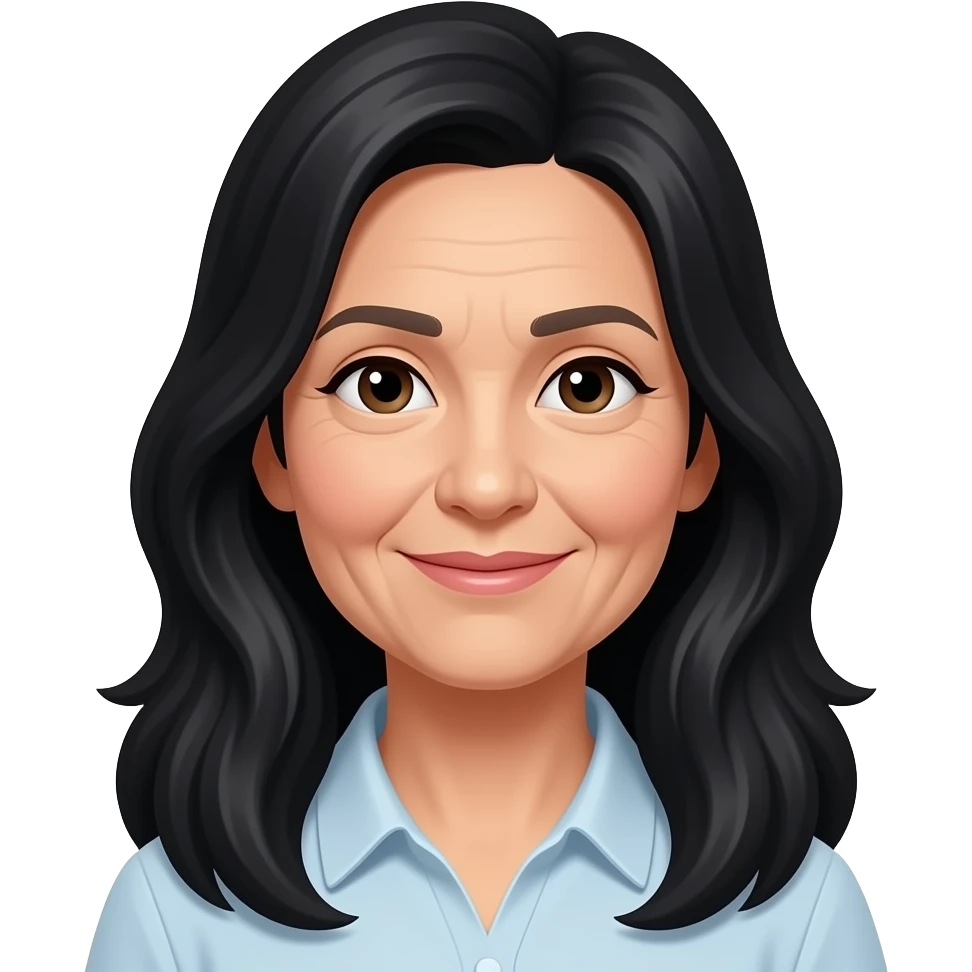 White girl long  blackhair older emoji