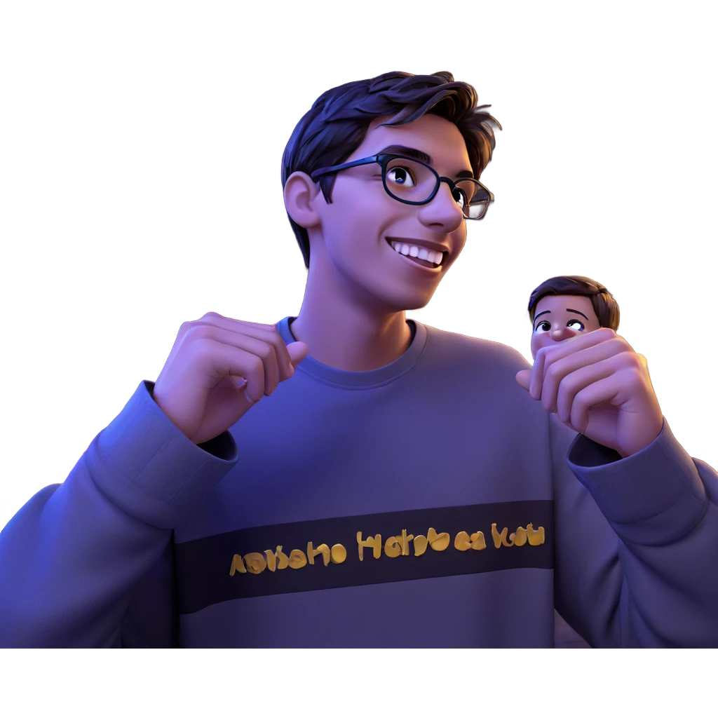 smiling boy in night setting emoji