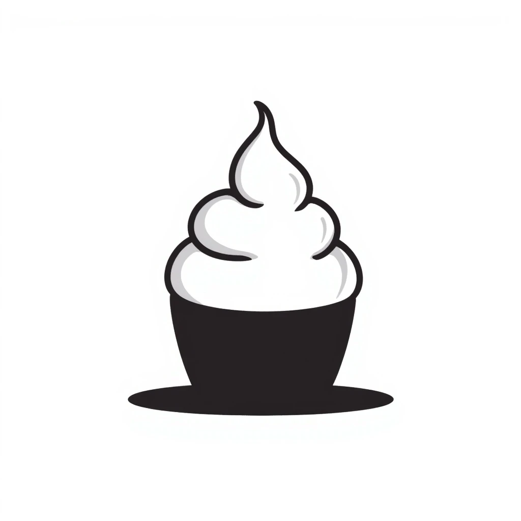 hand-drawn doodle of a cupcake with a swirl of frosting emoji