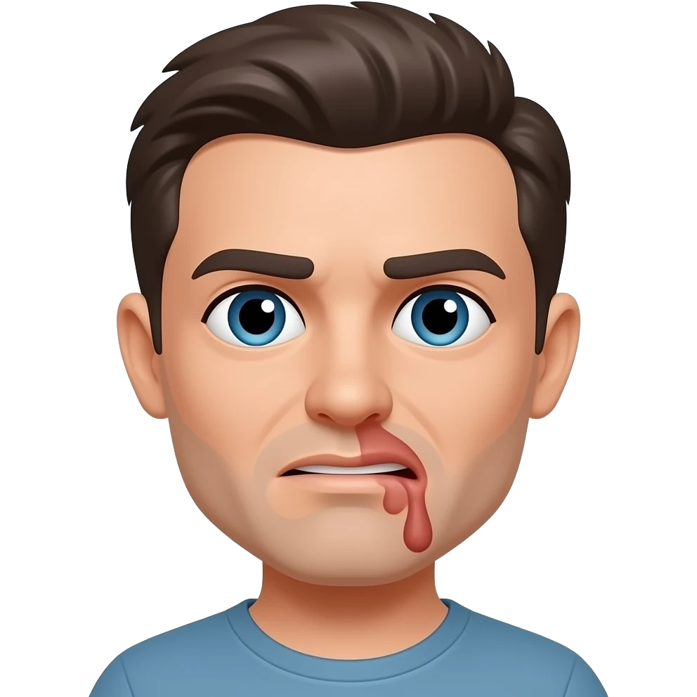Emoji normale arrossata mentre li esce sangue dal naso emoji