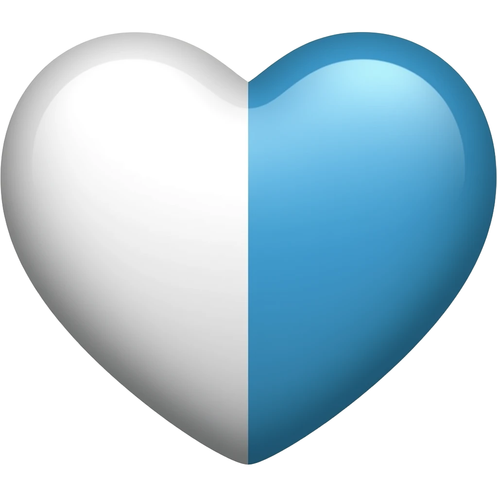 cuore meta bianco e meta azzurro emoji