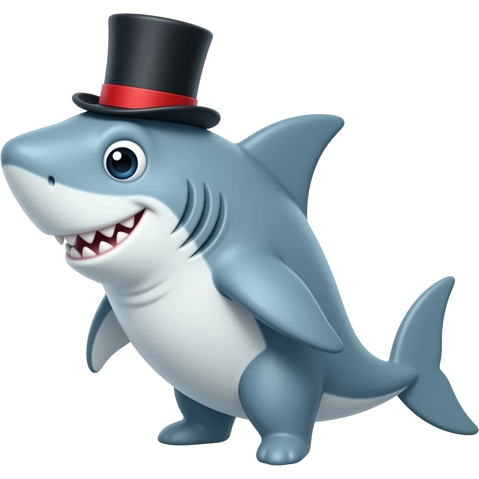 Shark with a top hat emoji