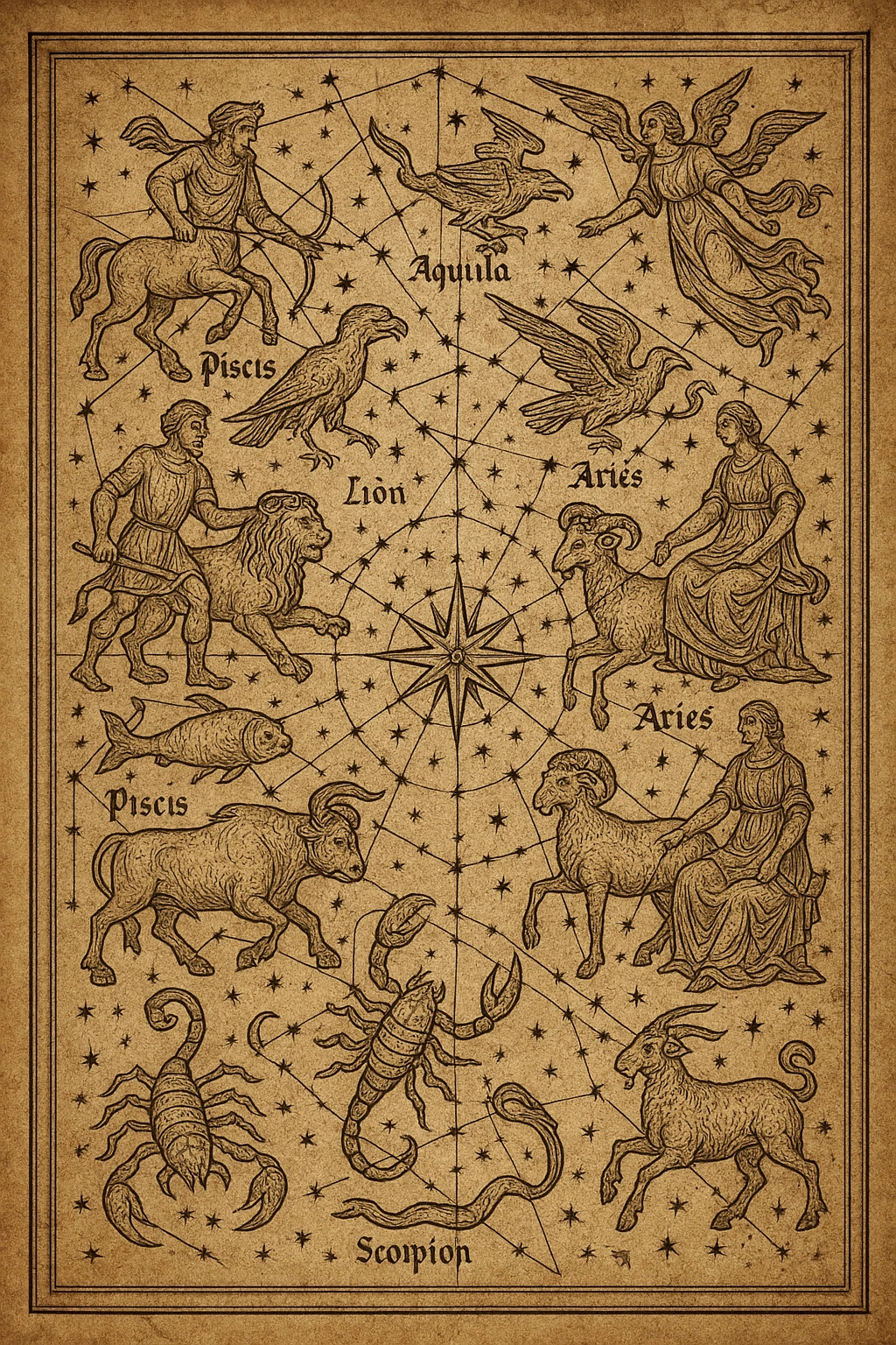 proto gothic ancient star map of constellations emoji