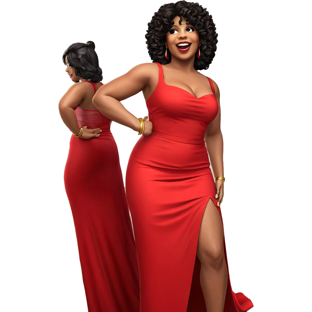 confident in red dress emoji