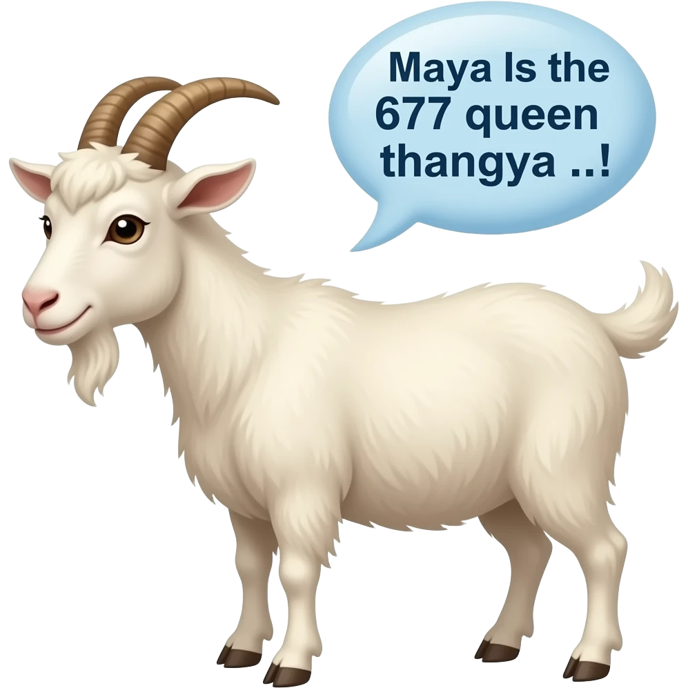 goat saying text  Maya Is the 677 queen thangya ..! emoji