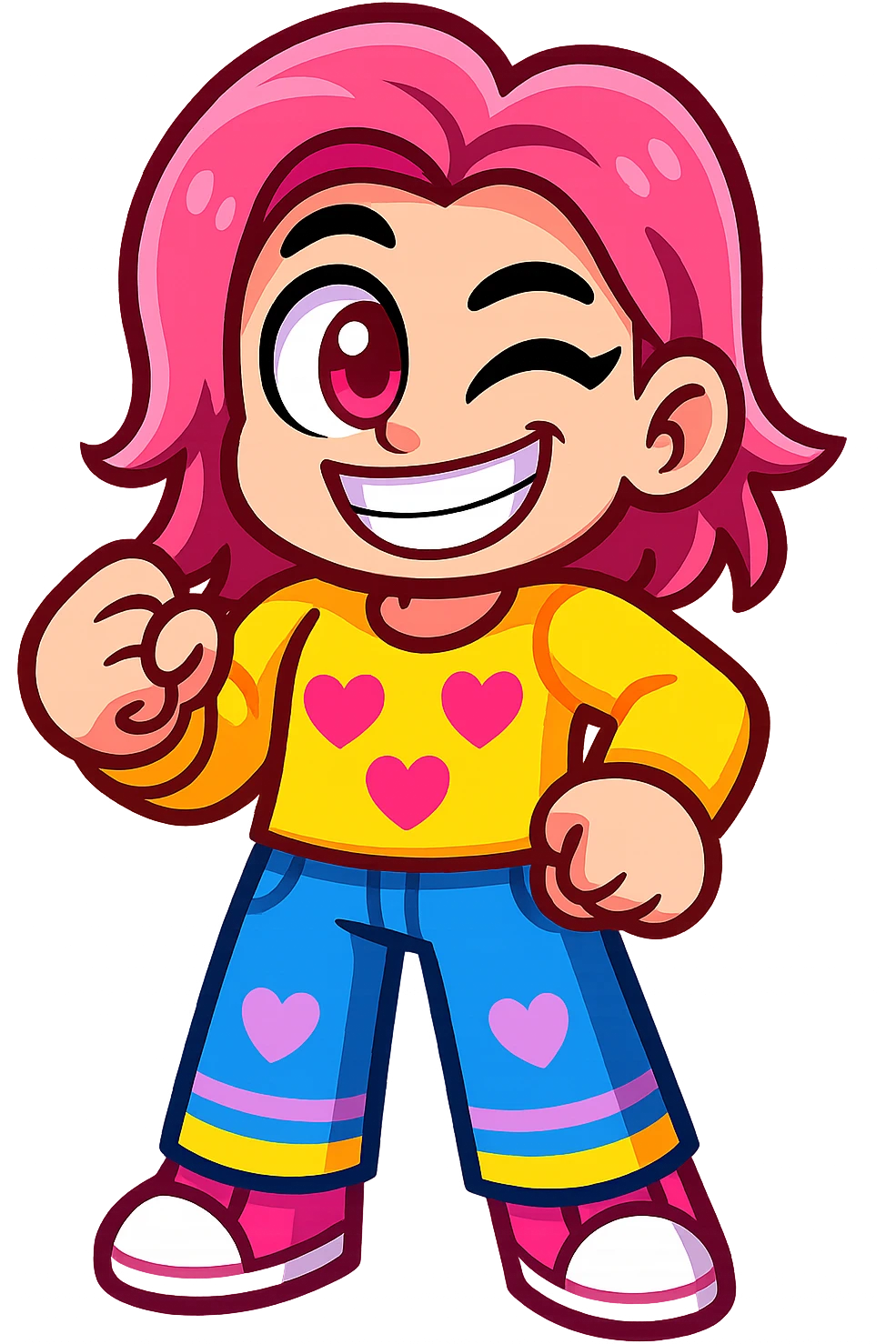 Extract every character from the picture. there is  5 character. So i need total 5 images of the character including the clothes and accessories they are wearing, and place on a transparent background. Keep the original style and appearance exactly the same. and separately give me the each character picture

 emoji