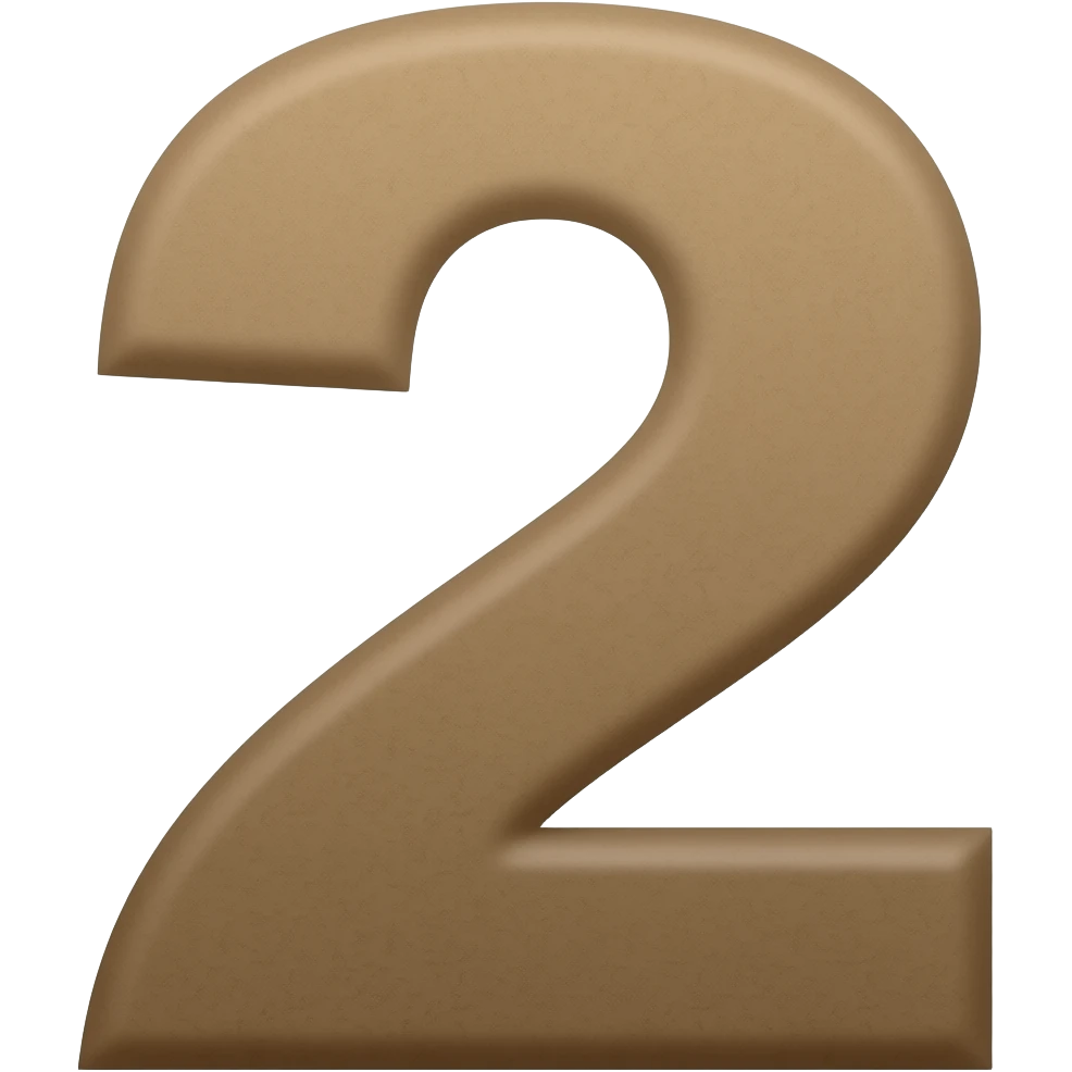 Create an emoji of the number 2 in a dark brown tone and make the number very thick emoji