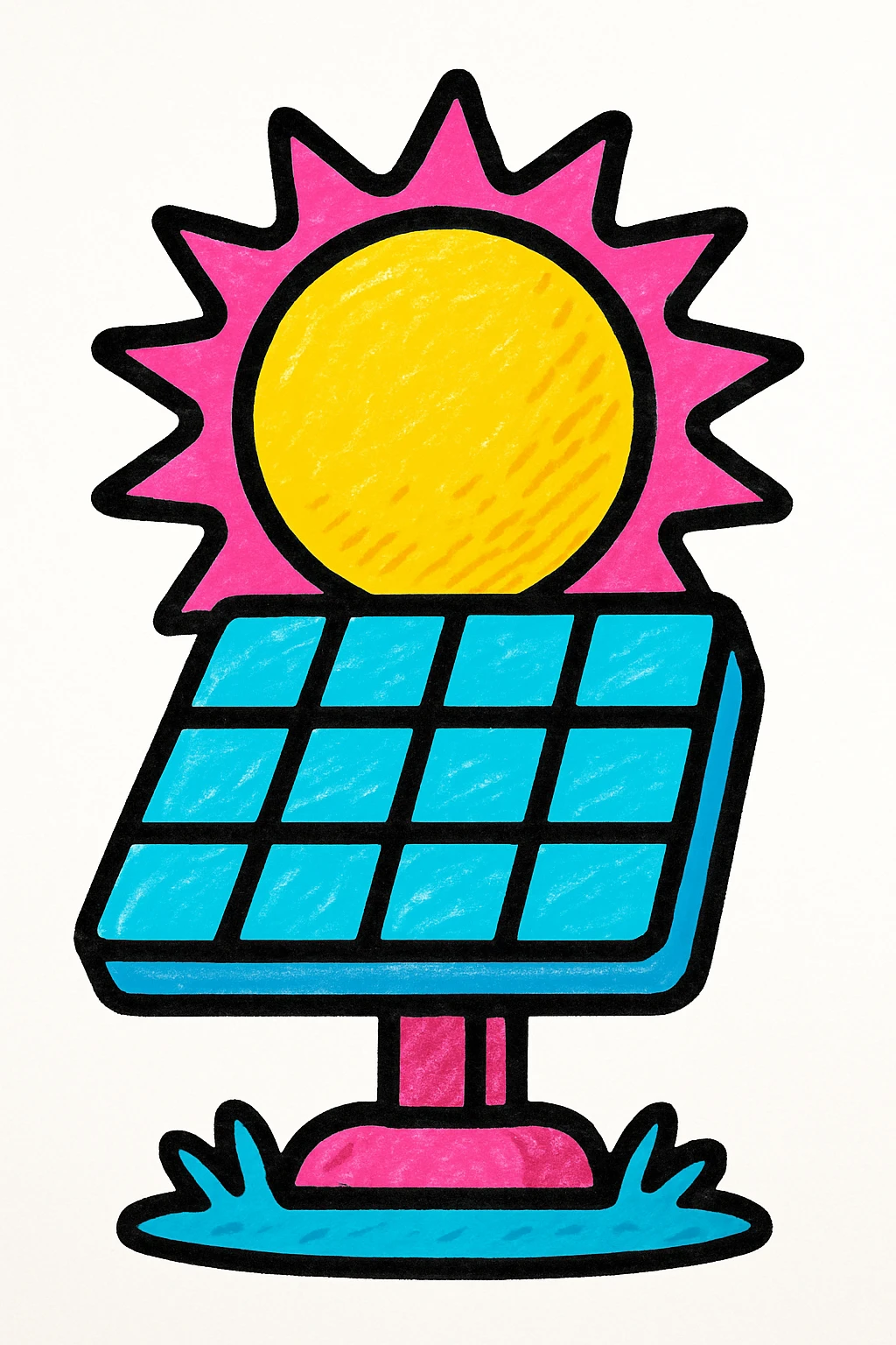 solar panel with sun, vibrant colors, modern style emoji