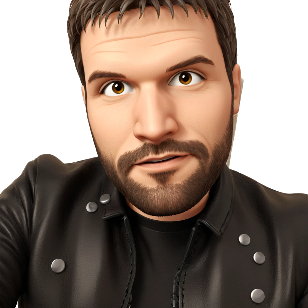 bearded guy in leather jacket emoji