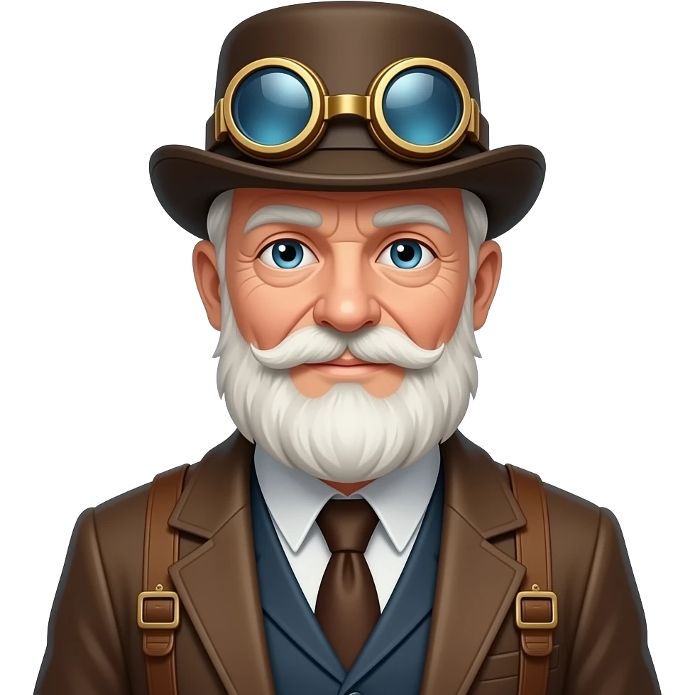 grand pa with steampunk dress and hat half body without goggles emoji
