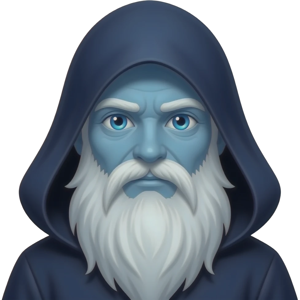 Blue Magic Mage with Glowing blue eyes close up to face emoji