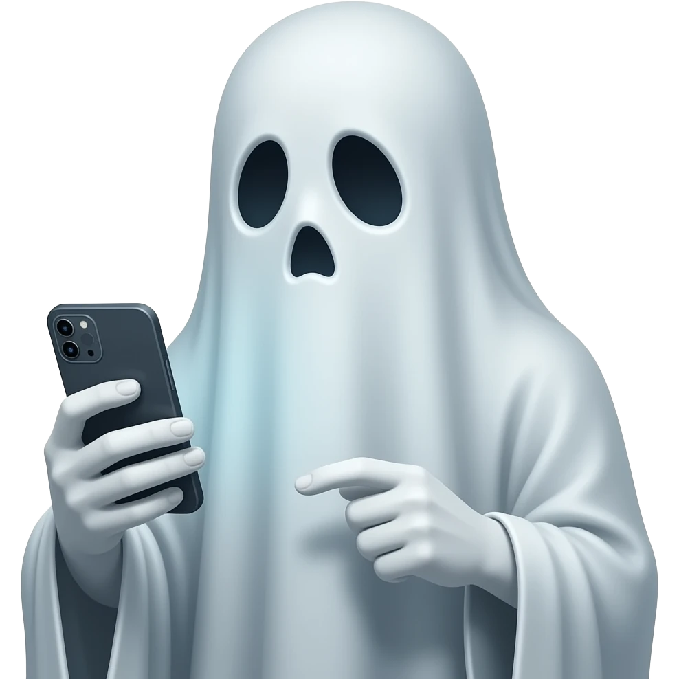 Haunting ghost realistic hokding and looking at cell phone . Pale hndsFantasy emoji