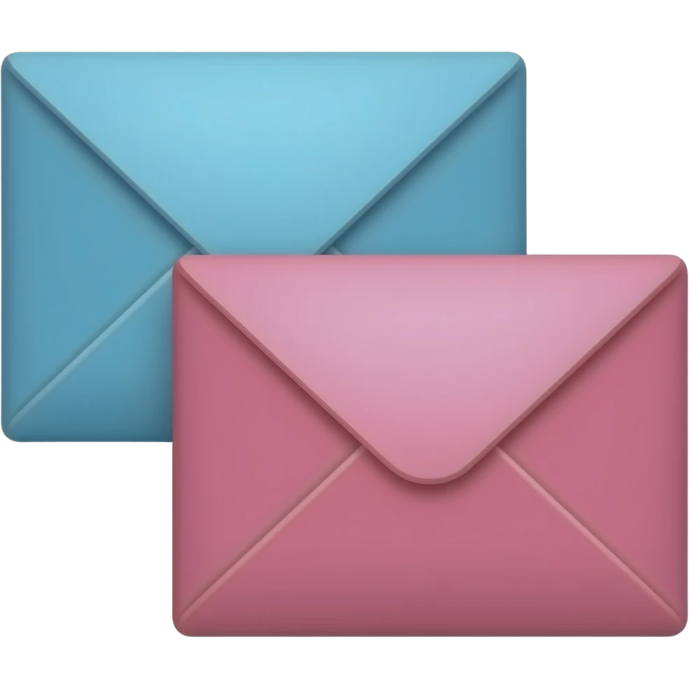 blue and pink envelopes emoji