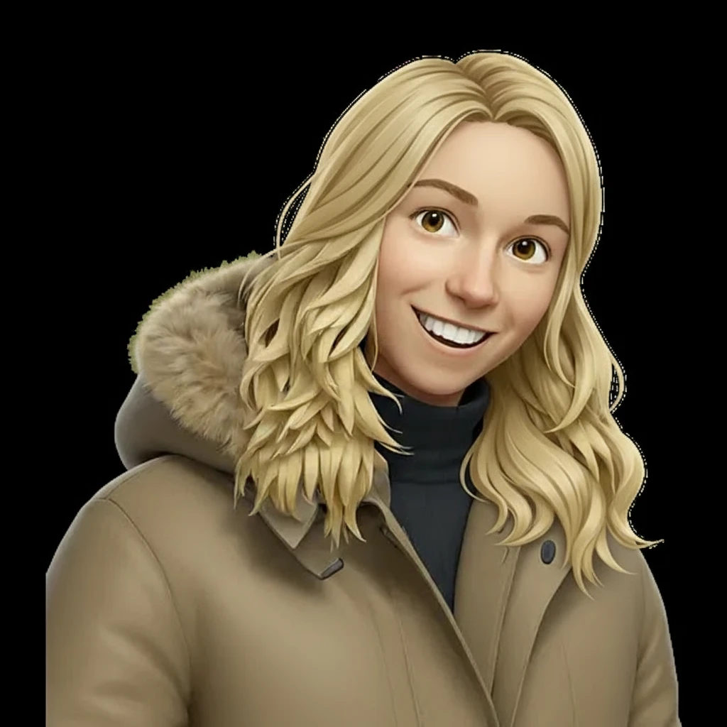 нарисуй точно такую же девушку, но без шапки, без фона  emoji