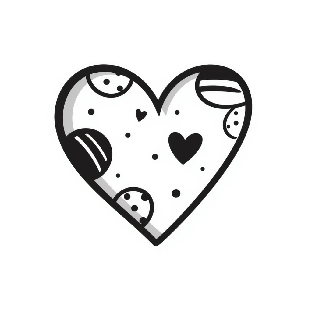 hand drawn heart with playful accents, doodle style emoji