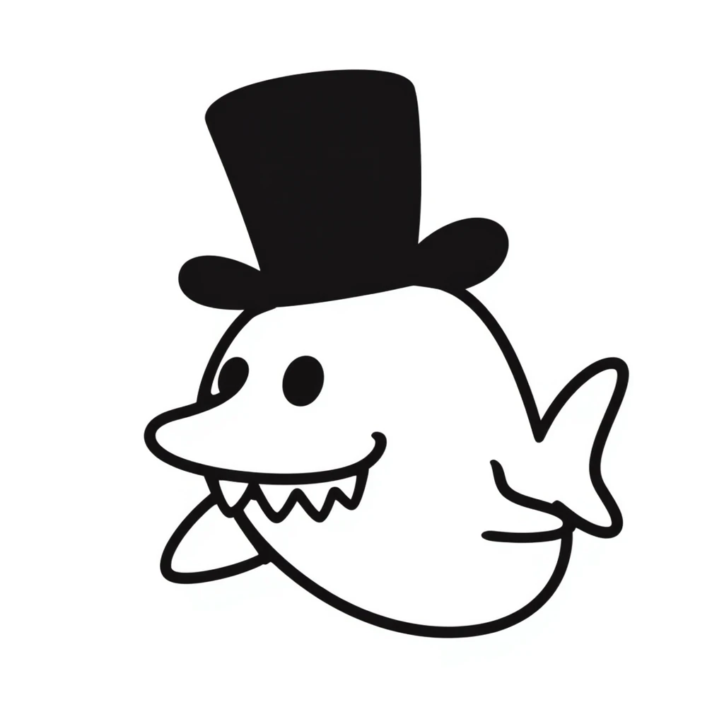 Shark with a top hat emoji