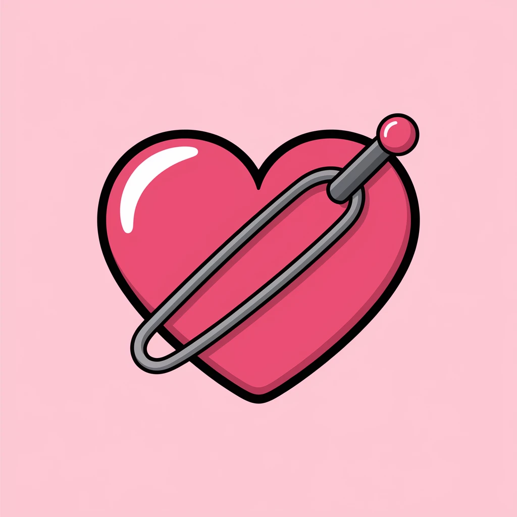 emo heart with a safety pin emoji