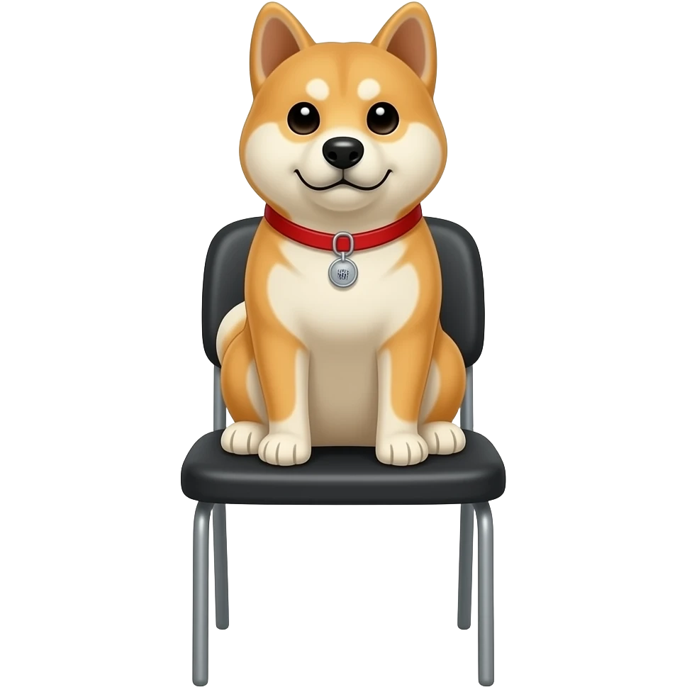 Hachiko dog in chibi cute animation sitting on a chair, watching nba games emoji