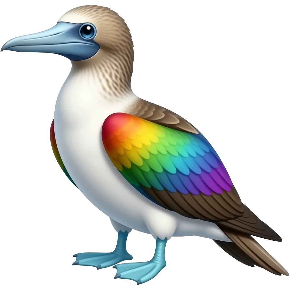 rainbow blue footed booby bird emoji