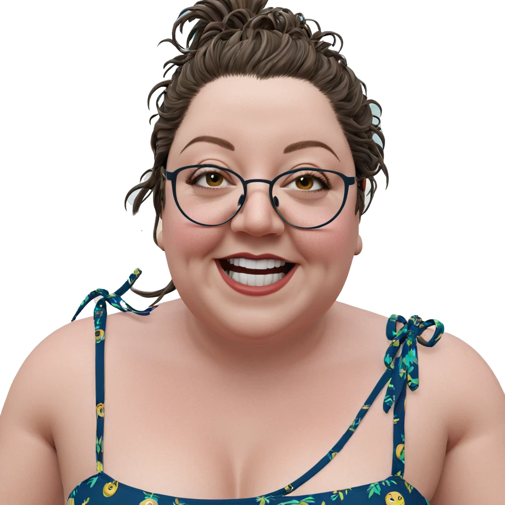 smiling girl in bikini by ocean emoji