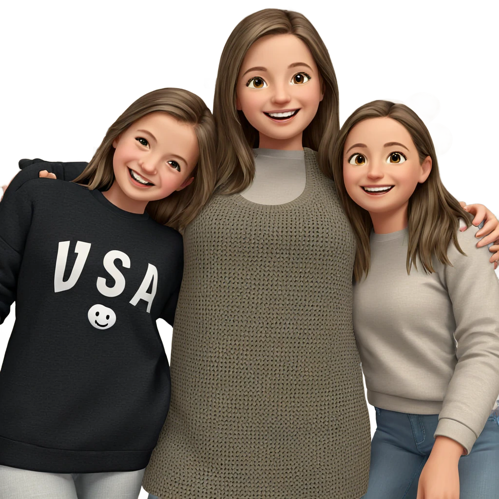 smiling girls in casual outfits emoji