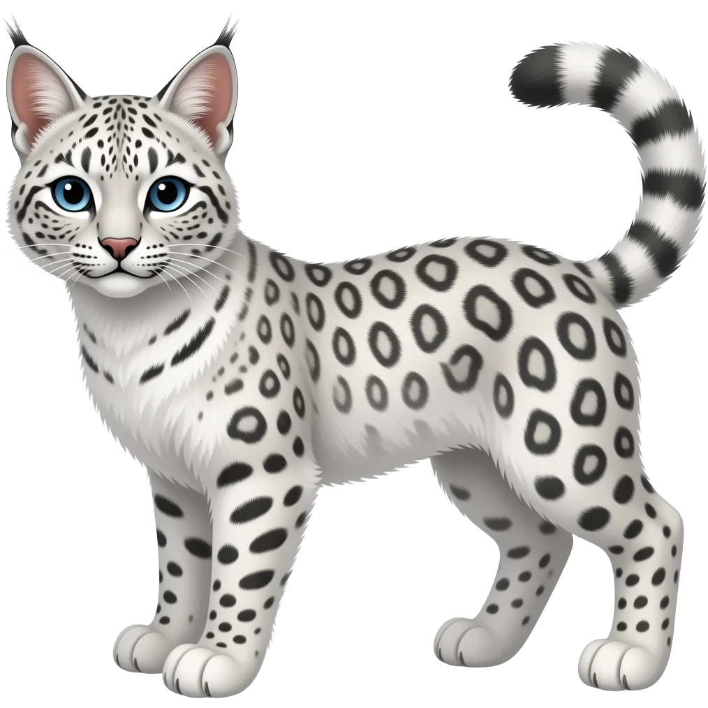 White serval-Manx-caracal-snow-leopard-fantasy-hybrid-animal emoji