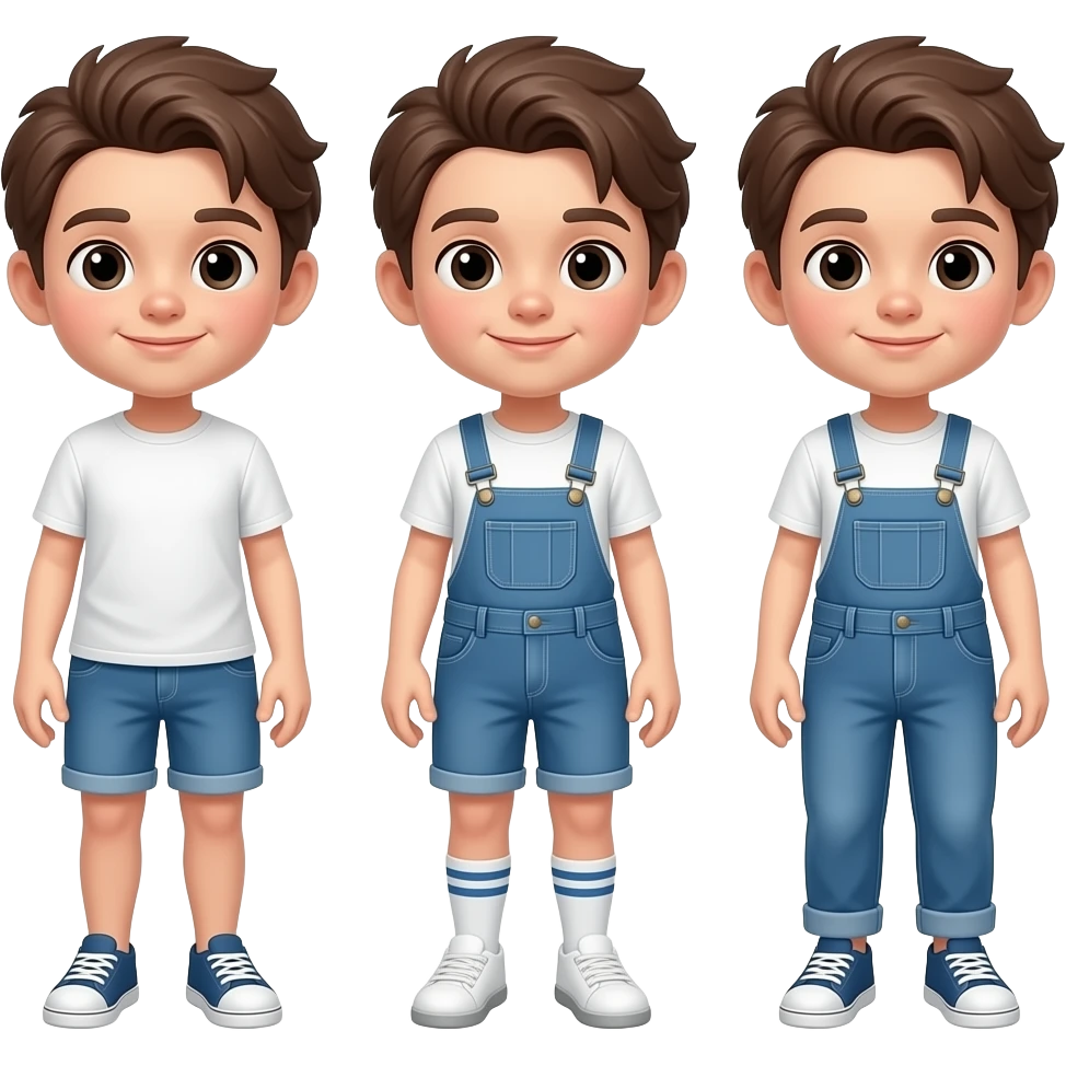 Trillizas con el pelo castaño i blancas de piel, con el cuerpo entero emoji